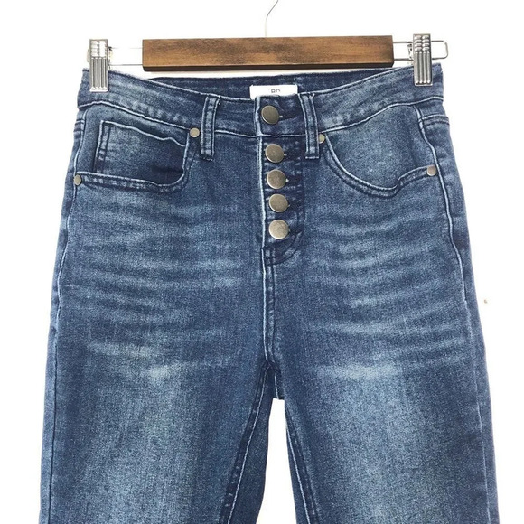 BP. High Rise Button Fly Raw Hem Skinny Jeans - Picture 2 of 11
